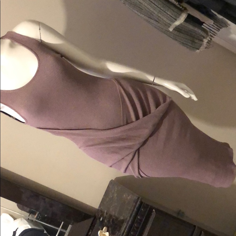 Pink ribbed midi
